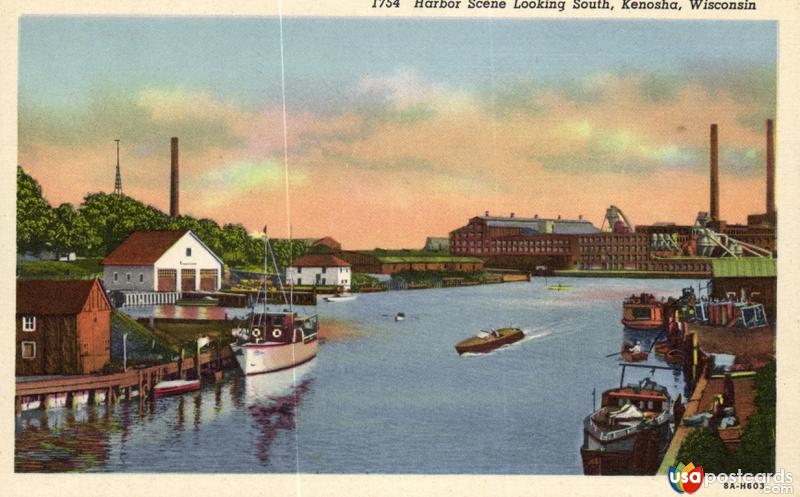 Pictures of Kenosha, Wisconsin: Harbor Scene Looking South