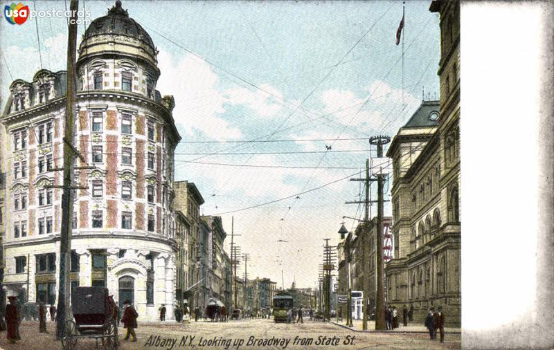 Pictures of Albany, New York: Looking up Broadway, from State Street