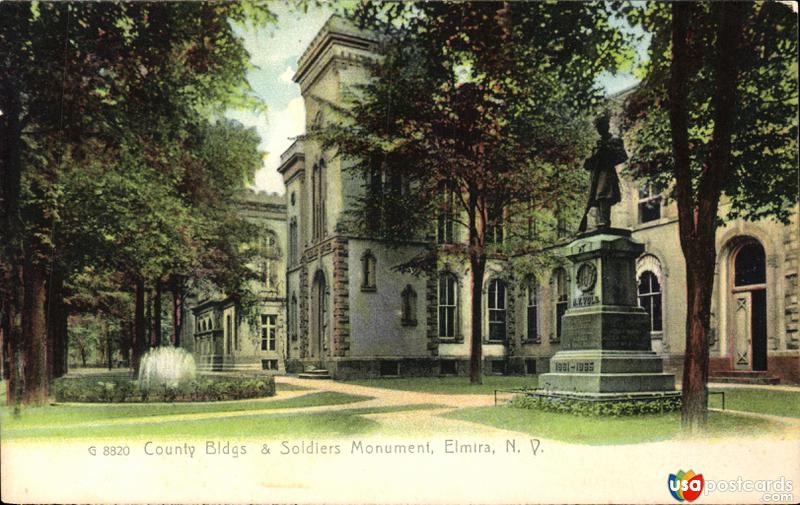 Pictures of Elmira, New York: County Buildings and Soldiers Monument