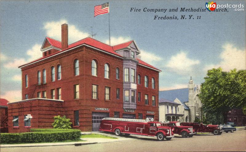 Pictures of Fredonia, New York: Fire Station and Methodist Church