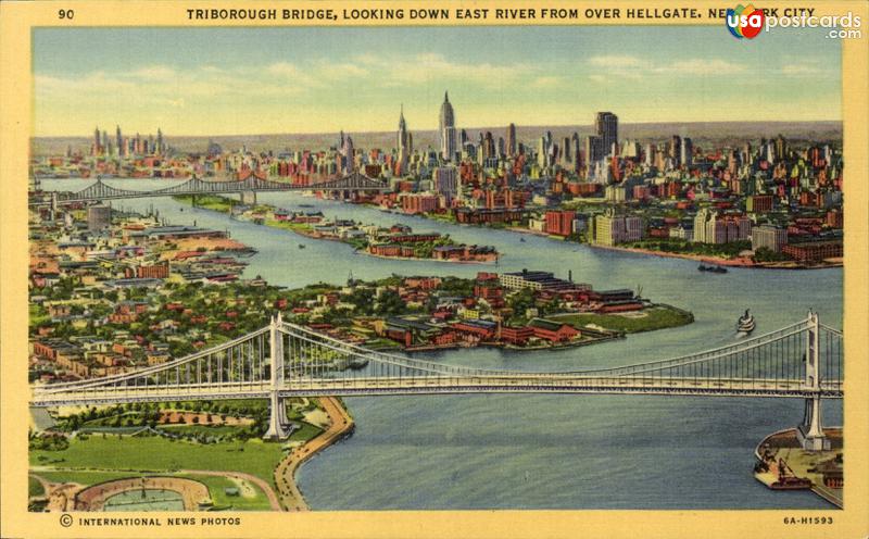 Pictures of New York City, New York: Triborough Bridge, looking down East River from over Hellgate