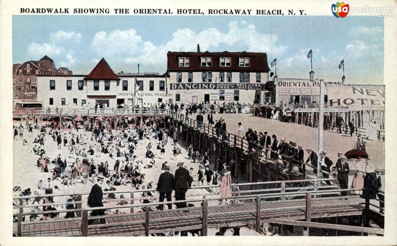 Pictures of Rockaway Beach, New York: Boardwalk showing the Oriental Hotel