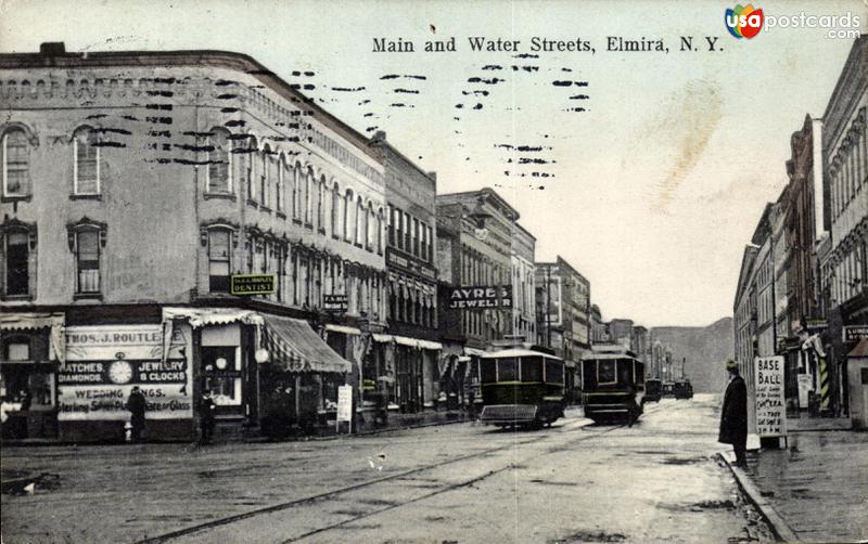 Pictures of Elmira, New York: Main and Water Streets