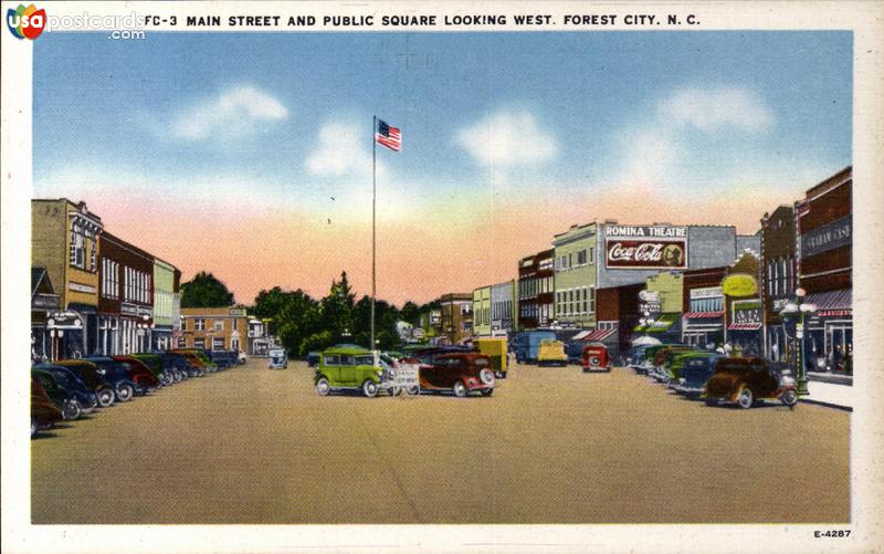 Pictures of Forest City, North Carolina: Main Street and Public Square, looking West