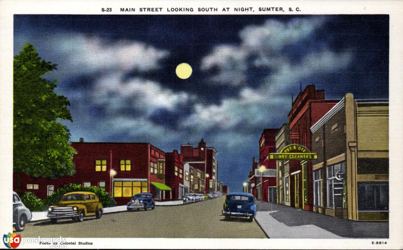 Pictures of Sumter, South Carolina: Main Street, looking South at night