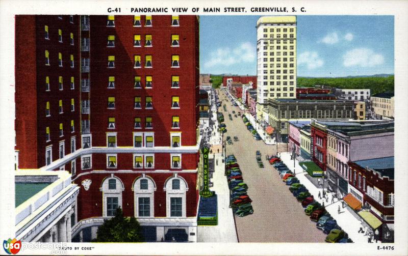 Pictures of Greenville, South Carolina: Panoramic view of Main Street