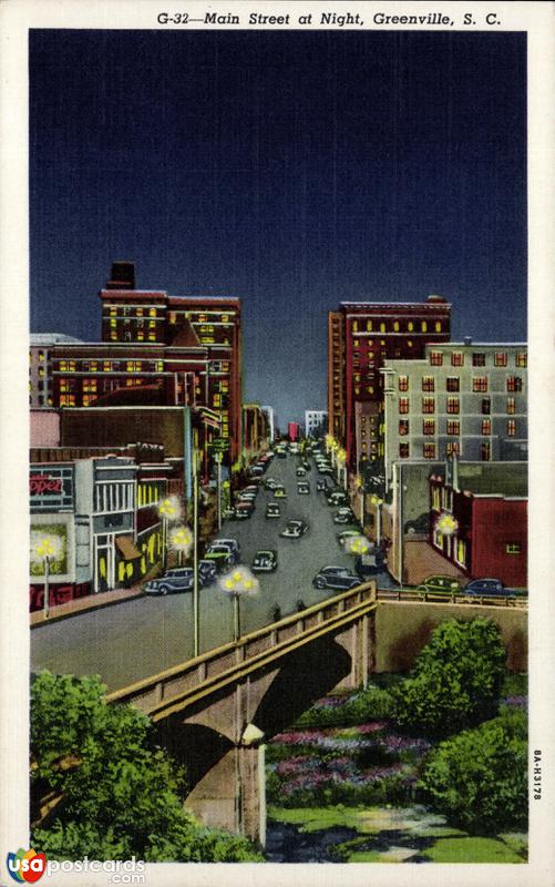 Pictures of Greenville, South Carolina: Main Street at night