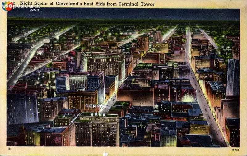 Pictures of Cleveland, Ohio: Night scene of Cleveland´s East Side, from Terminal Tower