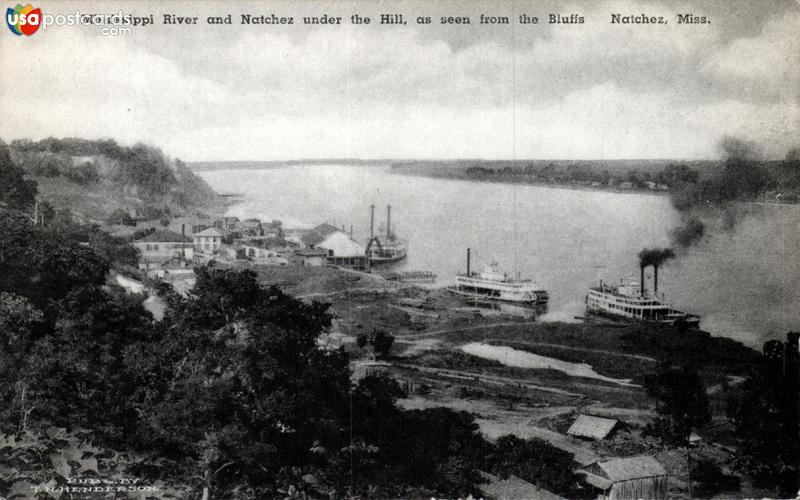 Pictures of Natchez, Mississippi: Mississippi River and Natchez, as seen from the Bluffs