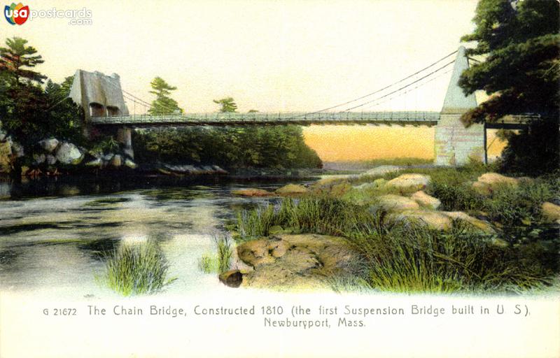 Pictures of Newburyport, Massachusetts: The Chain Bridge, constructed 1810 (first suspension bridge built in the U.S.)