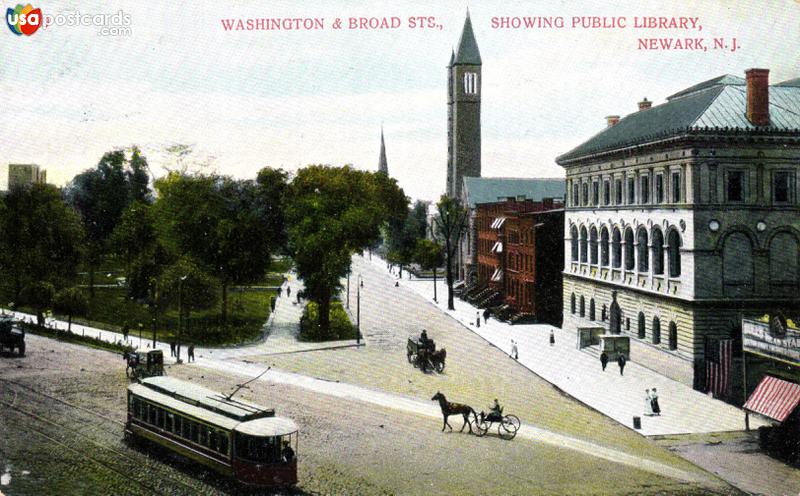 Pictures of Newark, New Jersey: Washington and Broad Streets, showing Public Library