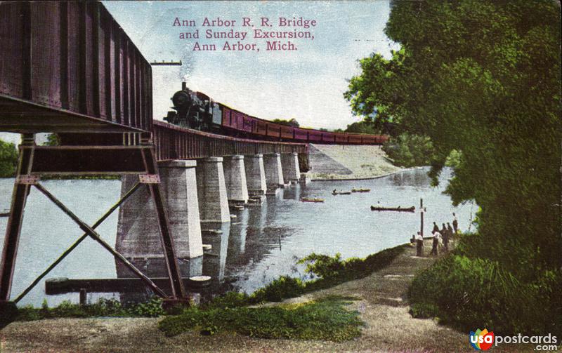 Pictures of Ann Arbor, Michigan: Ann Arbor R. R. Bridge and Sunday Excursion