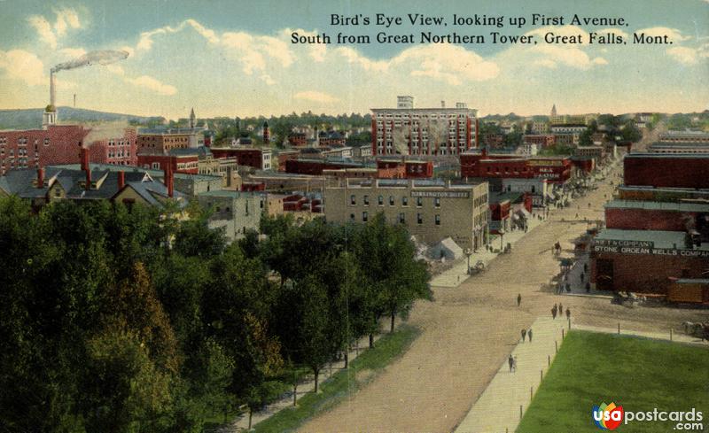 Pictures of Great Falls, Montana: Bird´s Eye View, looking up First Avenue