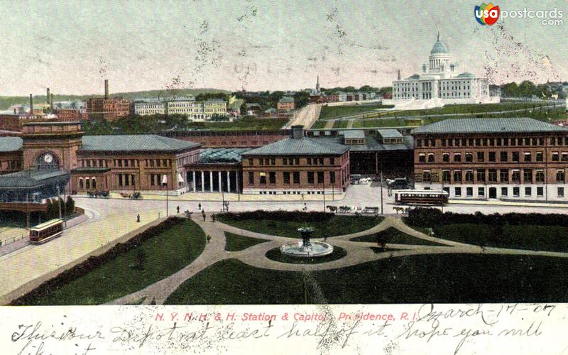 Pictures of Providence, Rhode Island: N. Y. N. H. & H. Station & Capitol Providence