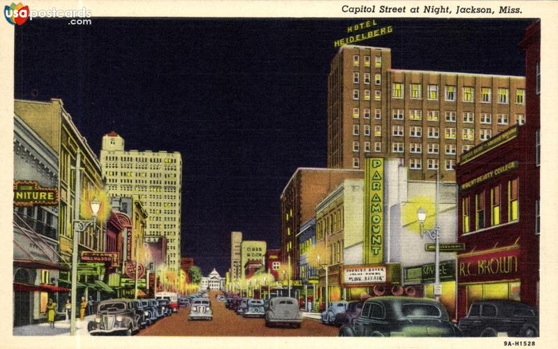 Pictures of Jackson, Mississippi: Capitol Street at Night