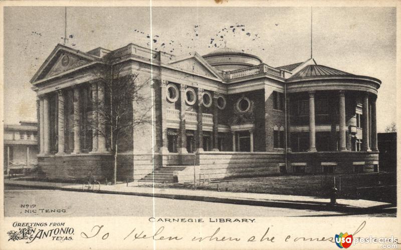 Pictures of San Antonio, Texas: Greetings from San Antonio / Carnegie Library