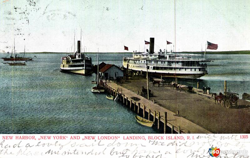 Pictures of Block Island, Rhode Island: New Harbor New York and New Lodon Landing