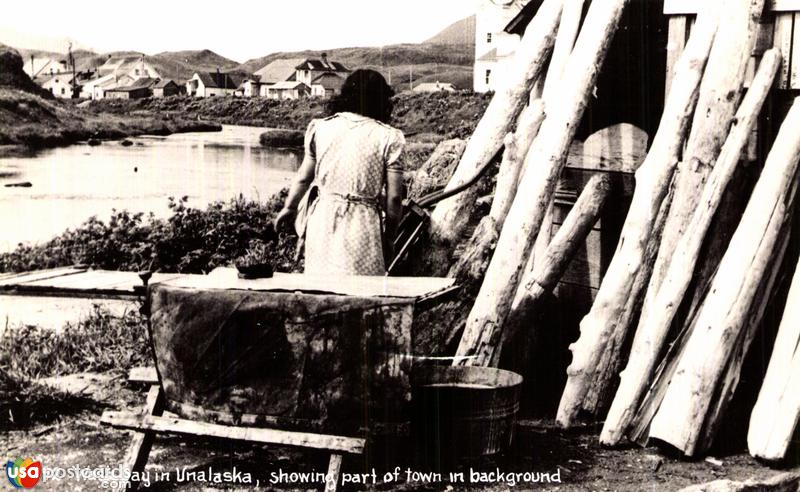 Pictures of Unalaska, Alaska: Wash Day in Unalaska, showing part of town in background