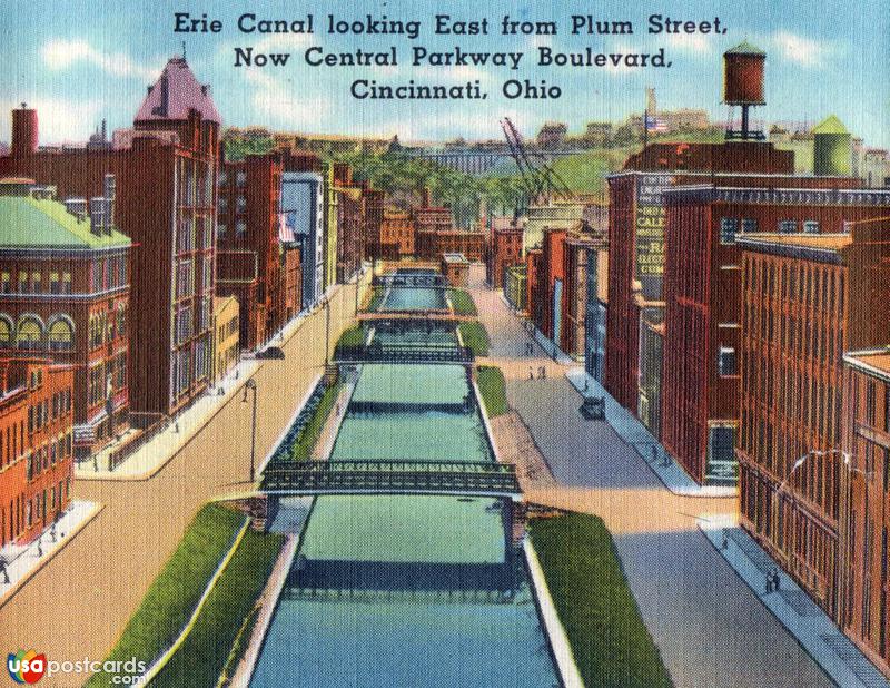 Pictures of Cincinnati, Ohio: Erie Canal looking East from Plum Street, now Central Parkway Boulevard