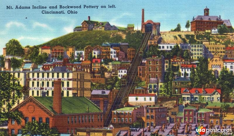 Pictures of Cincinnati, Ohio: Mt. Adams Incline and Rockwood Pottery on left