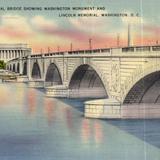 Arlington Memorial Bridge showing Washington Monument and Lincoln Memorial