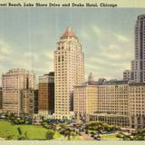 View of Oak Street Beach, Lake Shore Drive and Drake Hotel