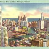 View of Loop - Chicago River and Lake Michigan