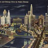 Wacker Drive and Chicago River by Night