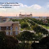 Bird´s eye view showing Hotel Clarendon and Atlantic Ocean in distance